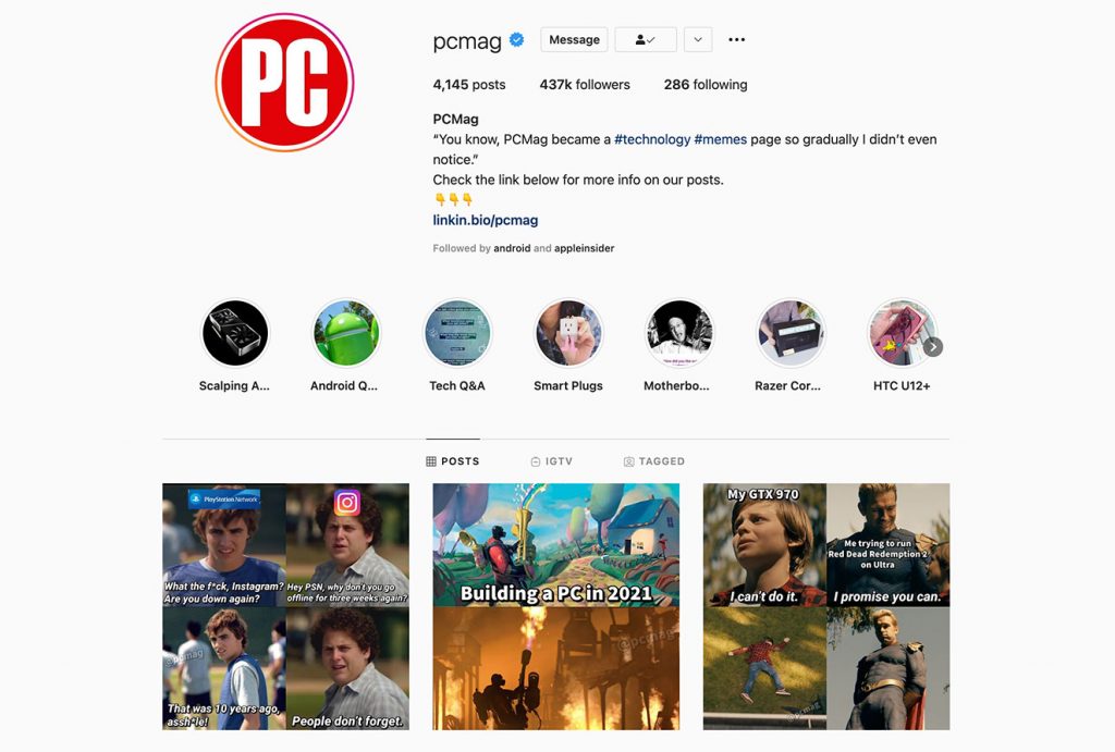 PC Mag using memes